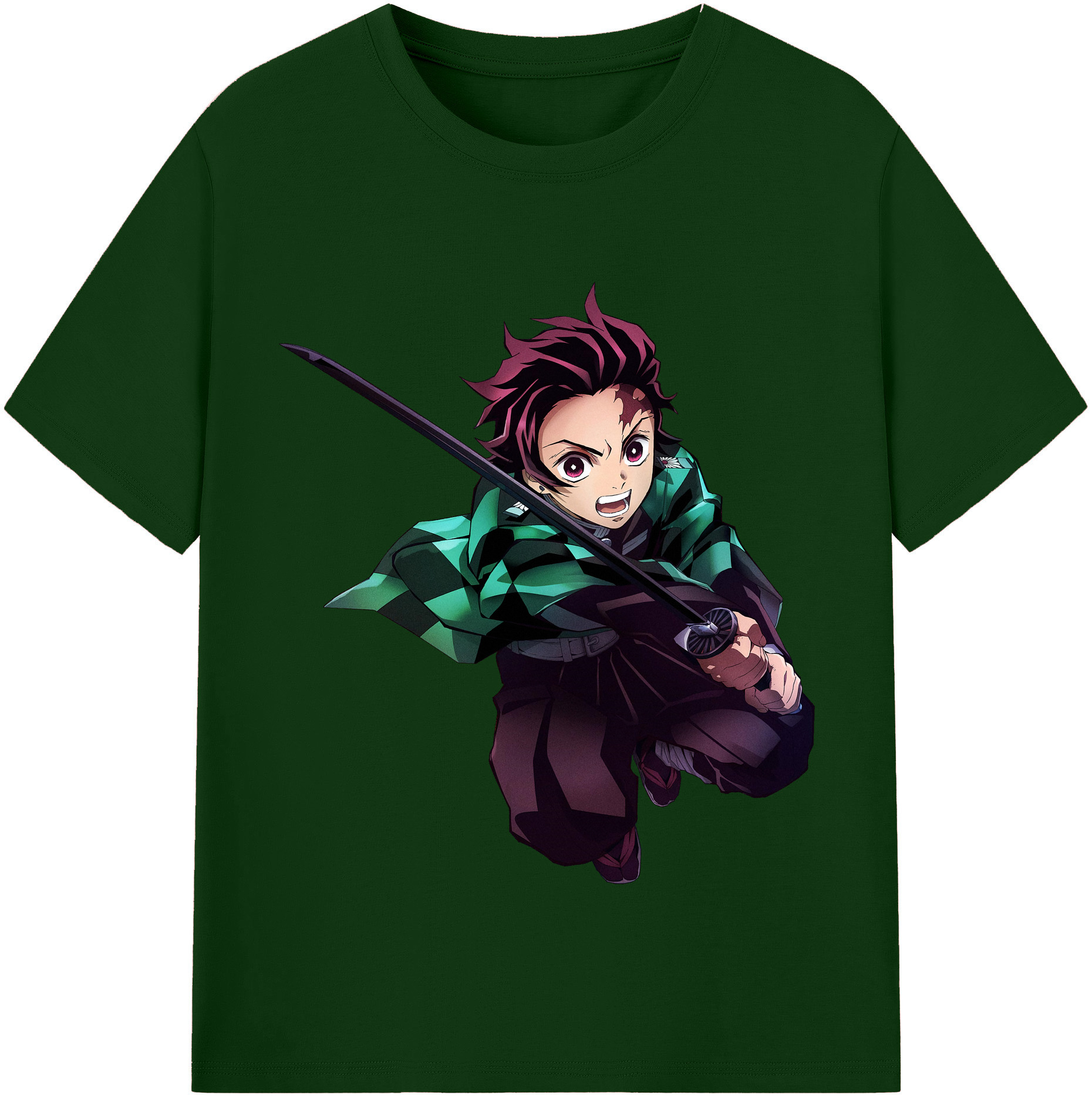 （画像用） 鬼滅の刃 竈門 炭治郎／かまど たんじろう Kamado Tanjirou 綿100％半袖Tシャツ（フロントプリント）